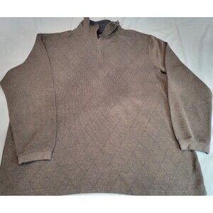 Haggar Men’s XL Quarter Zip Pullover Brown Knit Sweater Casual Workwear
